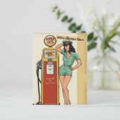 Vintage Gasstation, Text bearbeiten Postkarte (Stehend Vorderseite)