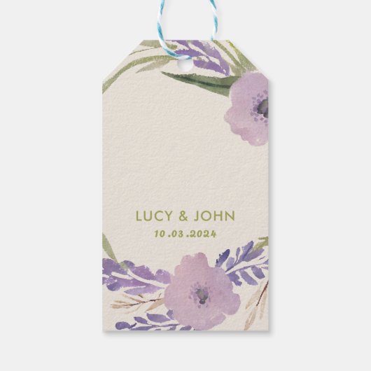 Vintage Gastgeschenk Hochzeit für Blumenkranke Geschenkanhänger (Rückseite)