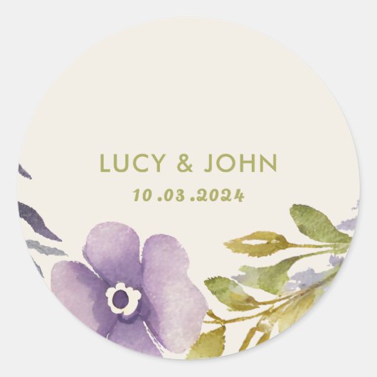 Vintage Gastgeschenk Hochzeit für Blumenkranke Runder Aufkleber (Vorderseite)