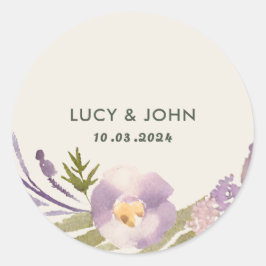 Vintage Gastgeschenk Hochzeit für Blumenkranke Runder Aufkleber