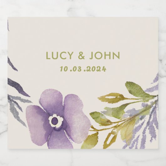 Vintage Gastgeschenk Hochzeit für Blumenkranke Schaumweinetikett (Einzelnes Label)