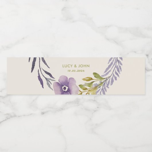 Vintage Gastgeschenk Hochzeit für Blumenkranke Wasserflaschenetikett (Einzelnes Label)