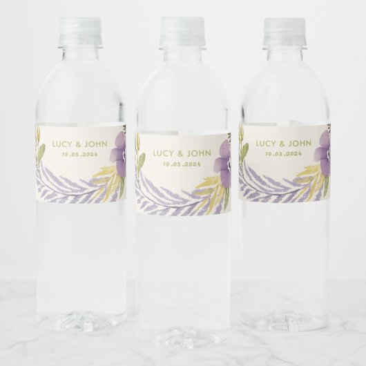 Vintage Gastgeschenk Hochzeit für Blumenkranke Wasserflaschenetikett (Flaschen)