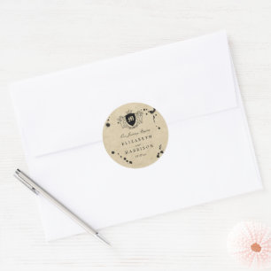 Vintage Gastgeschenk Hochzeit für Monogramm und Ti Runder Aufkleber