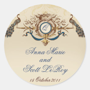 Vintage Gastgeschenk Hochzeit von Peacocks Runder Aufkleber