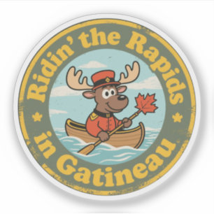 Vintage Gatineau Quebec Elch Kanufahren Aufkleber