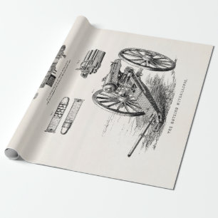 Vintage-Gatling-Maschinengewehrvorlage aus dem 19. Geschenkpapier