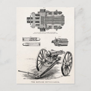 Vintage Gatling-Maschinengewehrvorlage aus dem 19. Postkarte