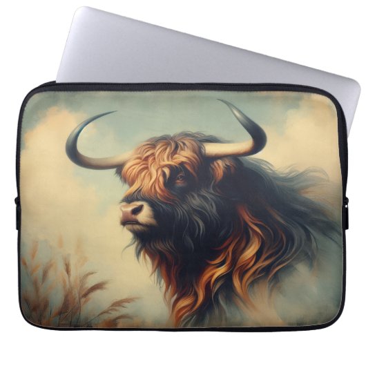Vintage Gaur Rahmen Laptopschutzhülle (Vorderseite)