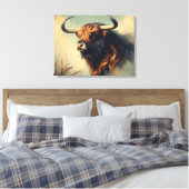 Vintage Gaur Rahmen Leinwanddruck (Insitu (Schlafzimmer))