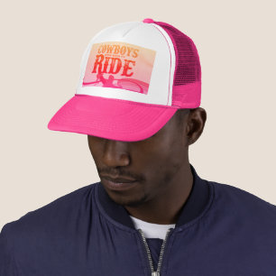 Vintage Gay Cowboy Weiß & Hot Pink Trucker-Mütze Truckerkappe