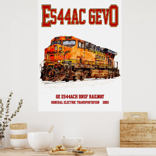 Vintage GE ES44AC GEVO Diesel Lokomotive Fotodruck