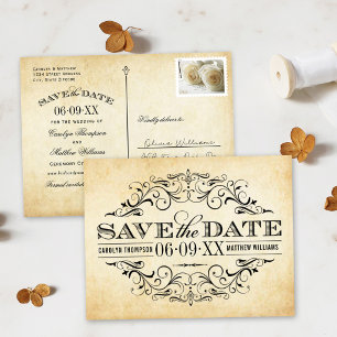 Vintage gealterte Papier-Rollenarbeit Save-the-Dat Save The Date