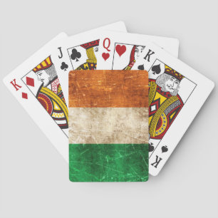 Vintage gealterte und verkratzte Flagge von Irland Spielkarten