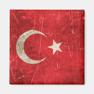 Vintage gealterte und zerkratzte Flagge der Türkei Magnet