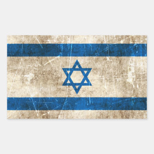 Vintage gealterte und zerkratzte Flagge Israels Rechteckiger Aufkleber