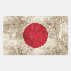 Vintage gealterte und zerkratzte Flagge Japans Rechteckiger Aufkleber