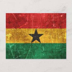 Vintage gealterte und zerkratzte Flagge von Ghana Postkarte
