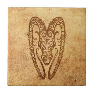 Vintage gealtertes Aries-Sternzeichen Fliese