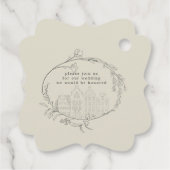 Vintage geätzte Blumenpastete Save the Date Geschenkanhänger (Rückseite)