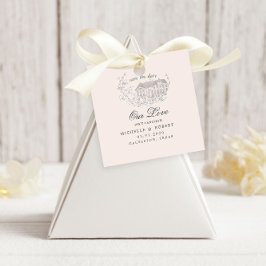 Vintage geätzte Blumenpastete Save the Date Geschenkanhänger