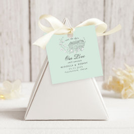 Vintage geätzte Blumenpastete Save the Date Geschenkanhänger