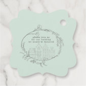 Vintage geätzte Blumenpastete Save the Date Geschenkanhänger (Rückseite)