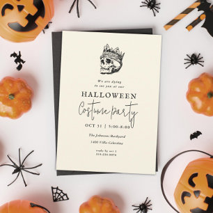 Vintage geätzter Skelett-König Halloween-Party Einladung