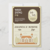 Vintage Gebäude Illustration Hochzeit Einladung (Vorderseite)