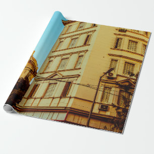 Vintage-Gebäudefassadenarchitektur, Gebäude, Stadt Geschenkpapier