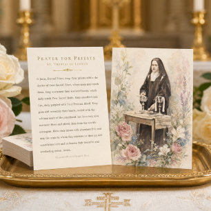 Vintage-Gebet für Priester St. Therese Floral Heil Visitenkarte