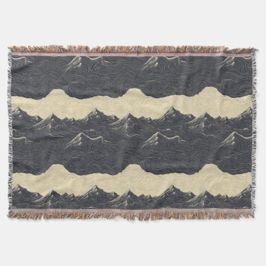 Vintage-Gebirgs-Wolken-Landschaft (6) Decke (Vorderseite)