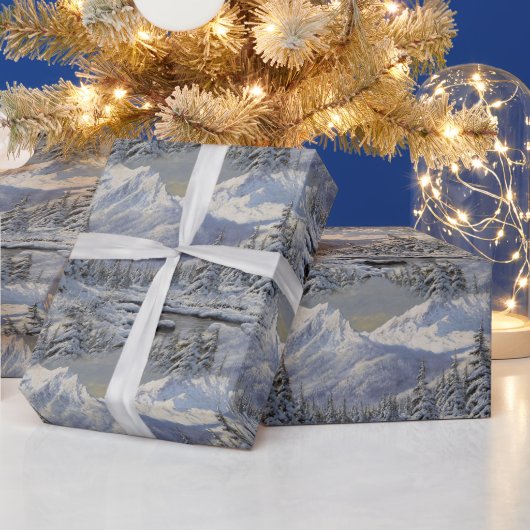 Vintage Gebirgslandschaft mit Schnee Geschenkpapier (Feiertage)