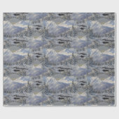 Vintage Gebirgslandschaft mit Schnee Geschenkpapier (Flach)
