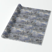 Vintage Gebirgslandschaft mit Schnee Geschenkpapier (Ungerollt)
