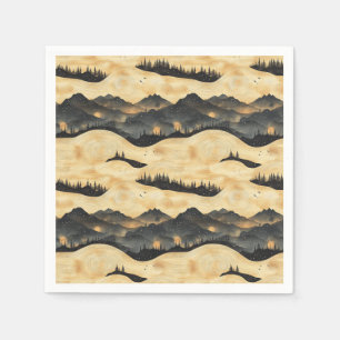 Vintage-Gebirgslandschaft mit Wolken (1) Serviette