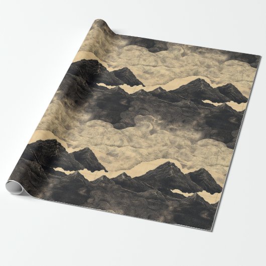 Vintage-Gebirgslandschaft mit Wolken (2) Geschenkpapier (Ungerollt)