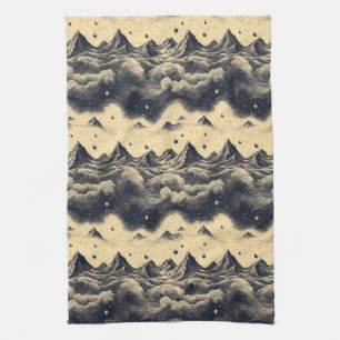 Vintage-Gebirgslandschaft mit Wolken (3) Geschirrtuch