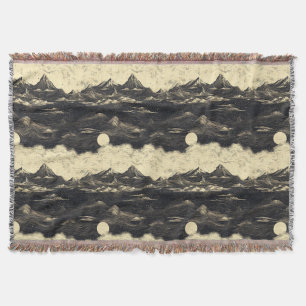 Vintage-Gebirgslandschaft mit Wolken (5) Decke