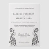 Vintage, Geblüht Black Monogram Wedding Pergament Einladungen (Vorderseite)