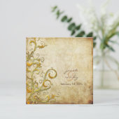 Vintage geblüht Wirbel Einladung (Stehend Vorderseite)