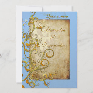 Vintage geblüht Wirbel/Schmetterlinge Einladung