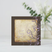 Vintage geblüht Wirbel/Schokolade/Limette/Lavendel Einladung (Stehend Vorderseite)