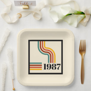 Vintage Geboren 1987 Retro 40. Geburtstag Pappteller
