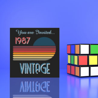 Vintage Geboren 1987 Retro-Streifen 40. Geburtstag Einladung