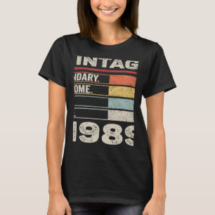 Vintage Geboren 1989 33. Geburtstag 33 Jahre alt T-Shirt