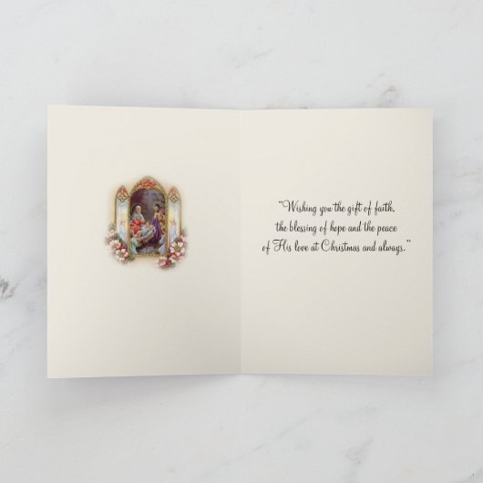 Vintage Geburt Traditionelle Weihnachtsfamilie Karte (Innenseite)