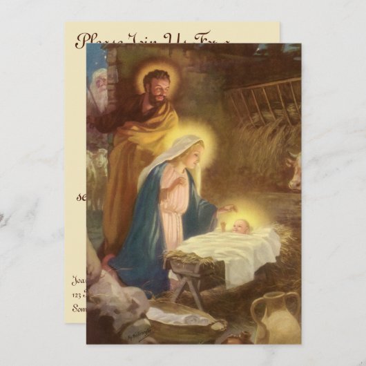 Vintage Geburt, Weihnachts-Party Einladung (Vorne/Hinten)