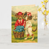 Vintage Geburtskarte für Welpen Karte (Gelbe Blume)