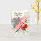 Vintage Geburtskarte Karte (Gelbe Blume)